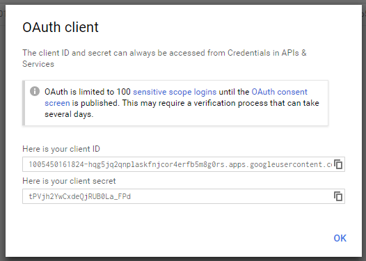 Google OAuth details