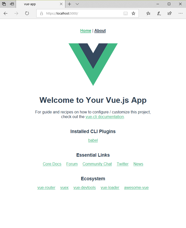 vue app home page